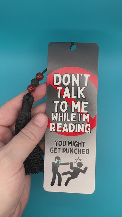 Don’t Talk To Me Bookmark With Carnelian and Lava Beaded Tassel